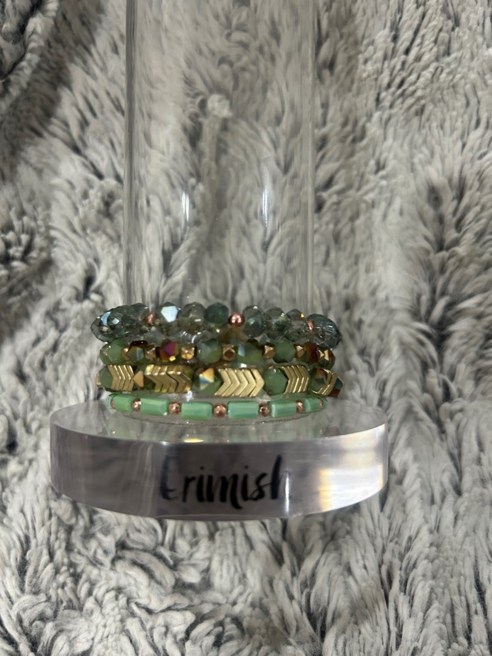 Erimish Green & Gold Layered Bead Bracelet Set